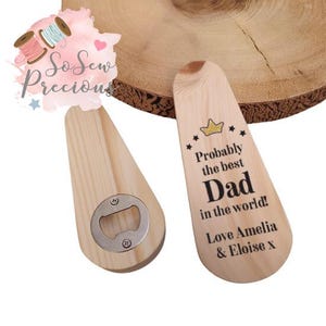 Ouvre-bouteille en bois personnalisé, cadeau pour la fête des pères, papa, grand-père, personnalisé