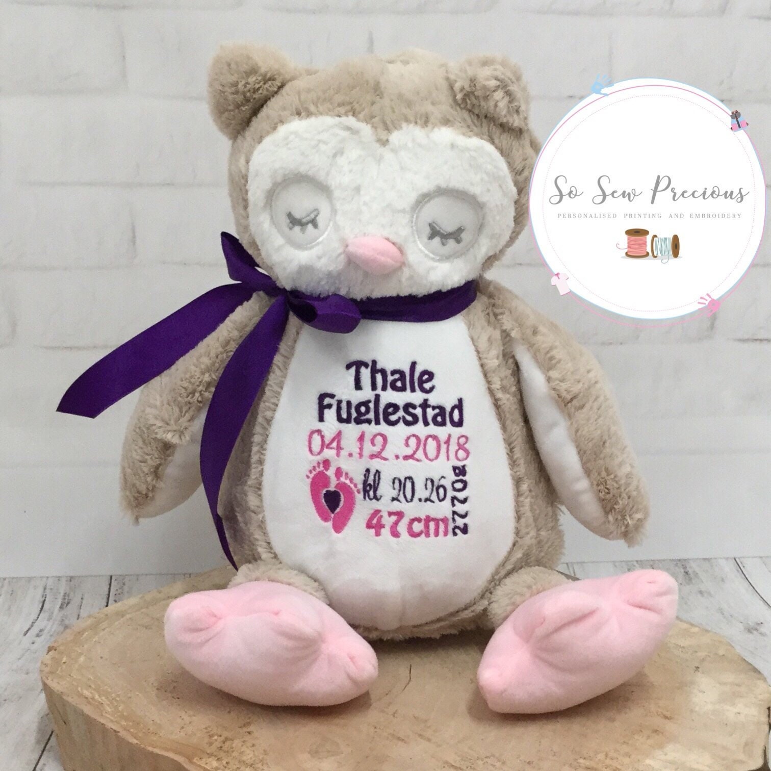 personalised owl teddy