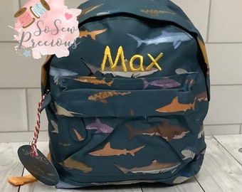 personalized shark backpack