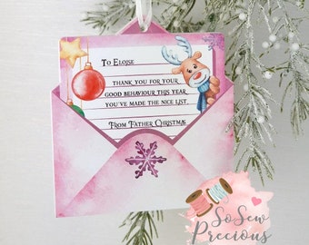 Letter from santa, Personalised, Christmas Tree decoration, personalized any name