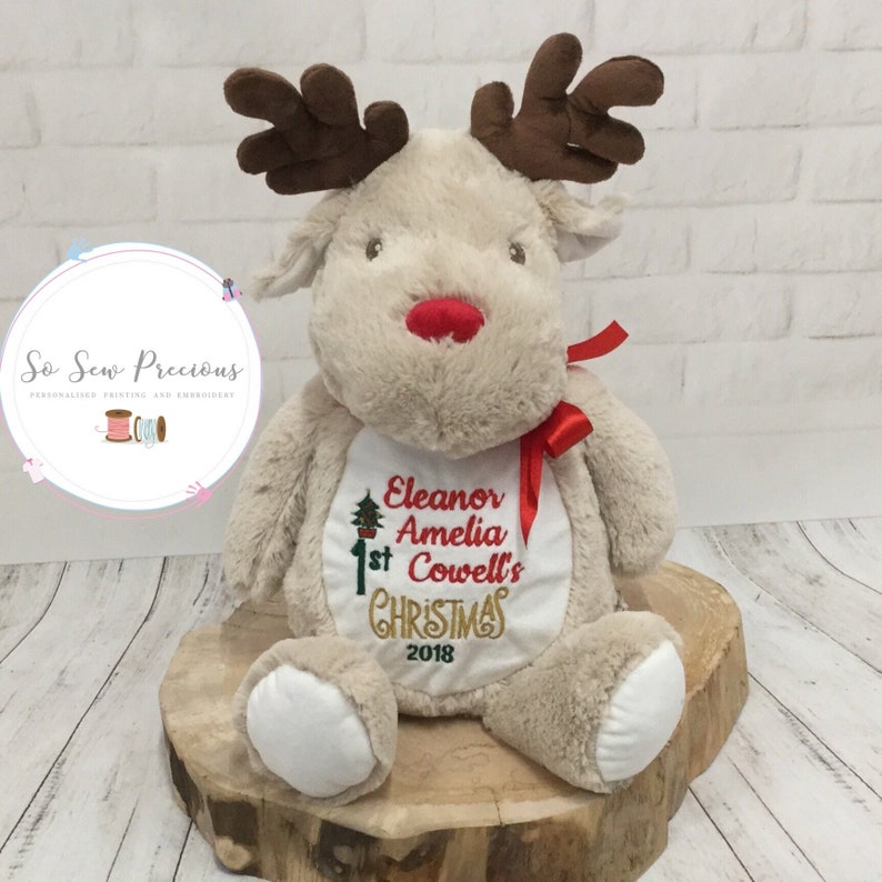 personalised reindeer teddy