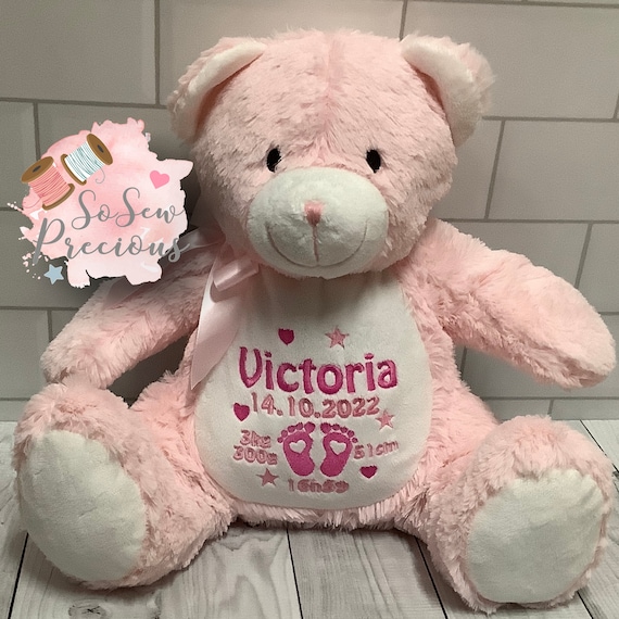 Buy Personalised Teddy Bear Pink, Embroidered Birthday Gift, Boy