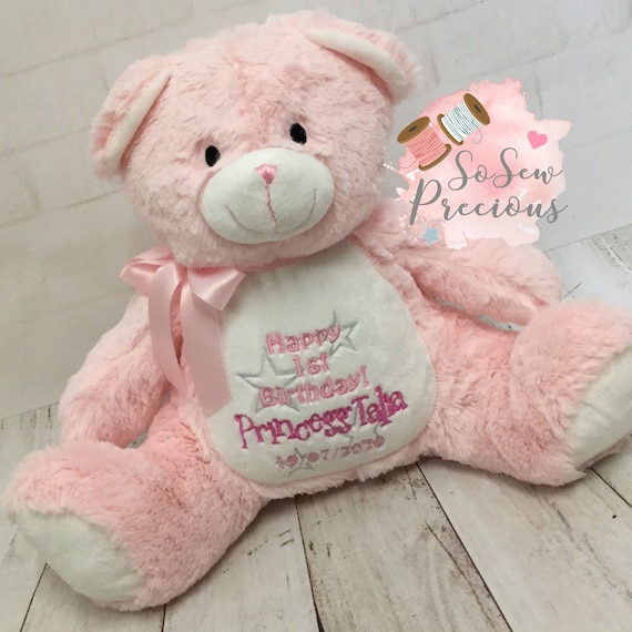 personalised pink teddy bear