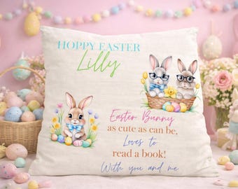 Personalised Easter Reading Pocket Cushion, personalized kids gift , story book cushion