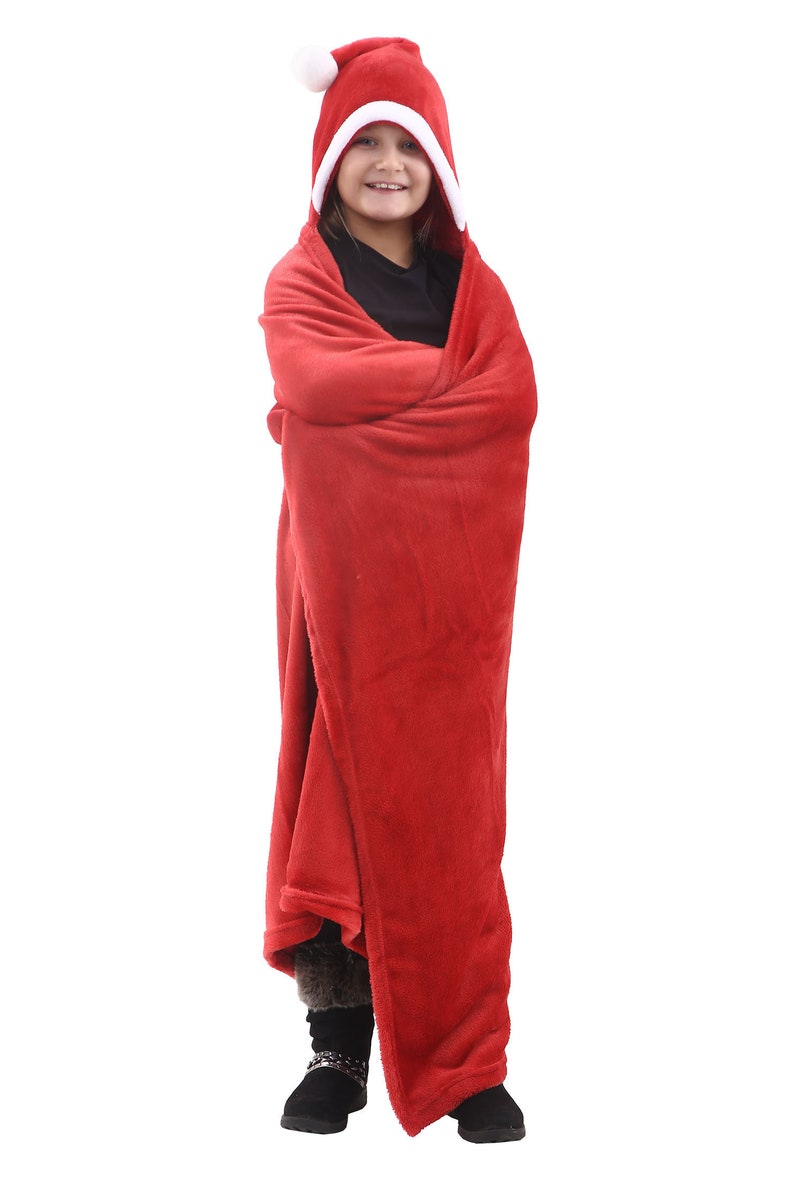 Personalised Kids Hooded Santa Blanket Throw Ideal Gift Etsy UK