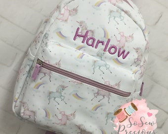 Personalised Child's Unicorn Backpack Rucksack, Personalized Bag, school nursery