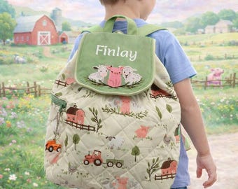 Zaino personalizzato Stephen Joseph Farm Yard, borsa per l'asilo nido, qualsiasi nome, ricamato, borsa per la scuola personalizzata