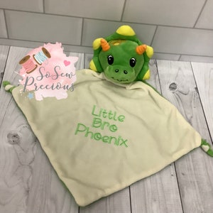 Personalised Baby Comforter, Cubbies Dinosaur, Personalized Stuffie Blankie, New Baby Gift