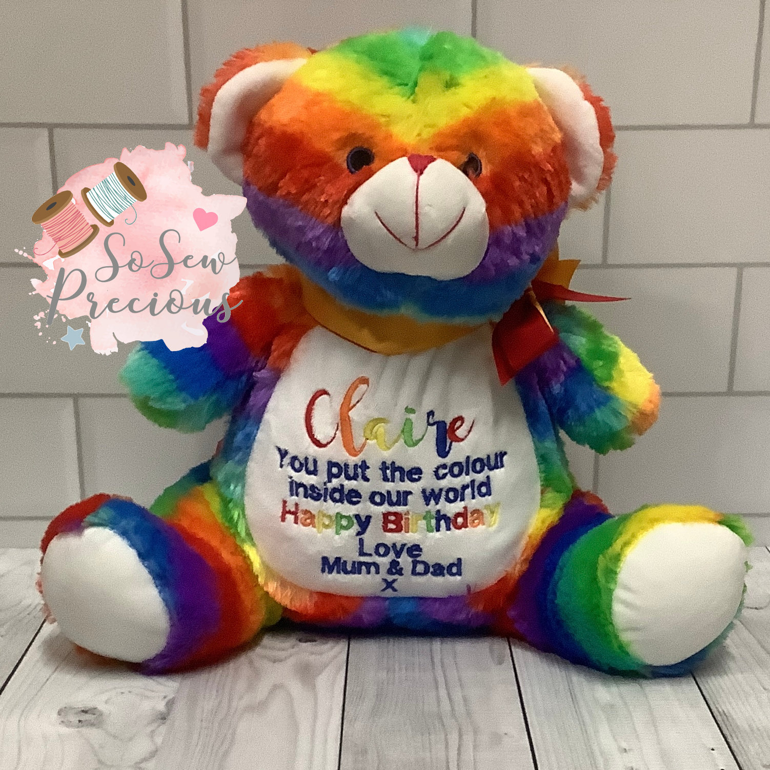 Rainbow baby teddy outlet
