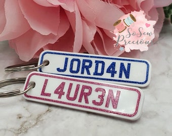 Personalised Number Plate Keyring, gift for him or  her, personalized keychain, new driver