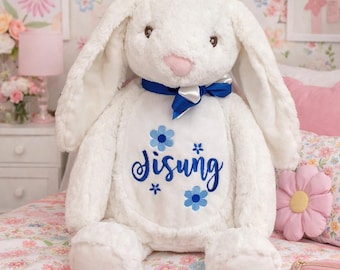 Personalized Bunny Teddy Bear, Embroidered Name, Christening Gift, personalised rabbit