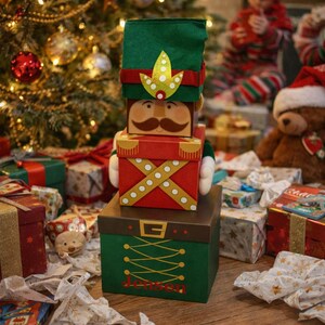Personalised Nutcracker Plush Gift Boxes , Stackable Set Of 3, personalized christmas box