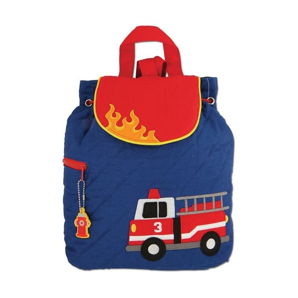 Sac à dos Stephen Joseph, cartable pour maternelle, camion de pompier brodé personnalisé