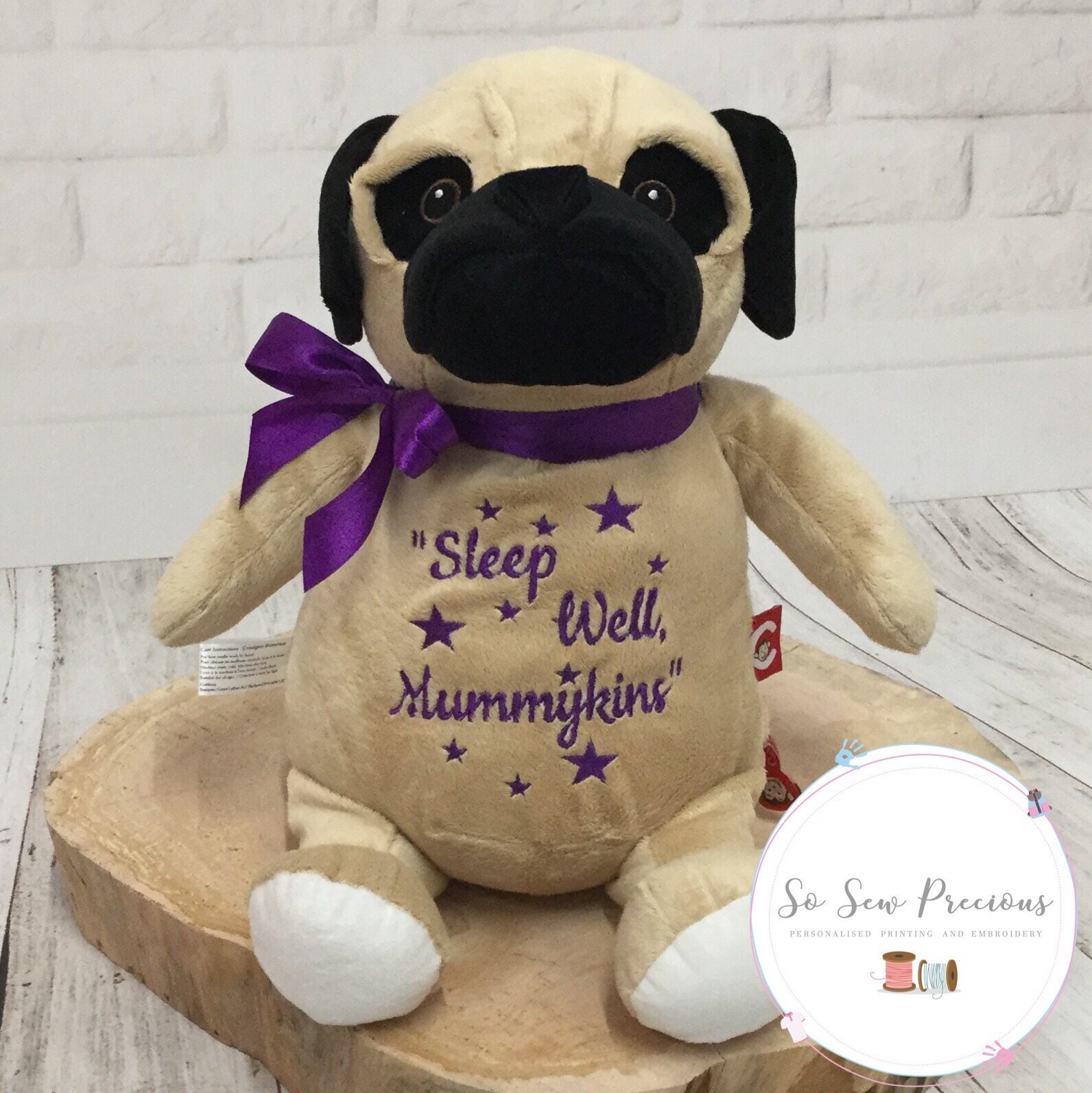 Cubbie Pug personalised teddy bear dog lover gift new baby Etsy