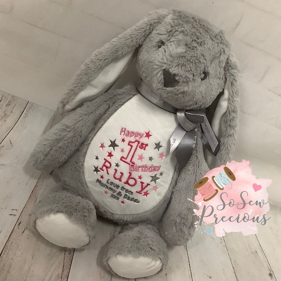 Peluche lapin gris personnalisable