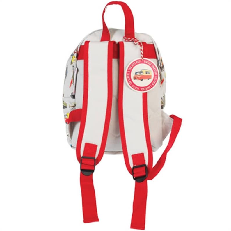 Personalised Child's Mini Backpack Rucksack, Cars Transport, Personalized Bag, Vintage design image 3