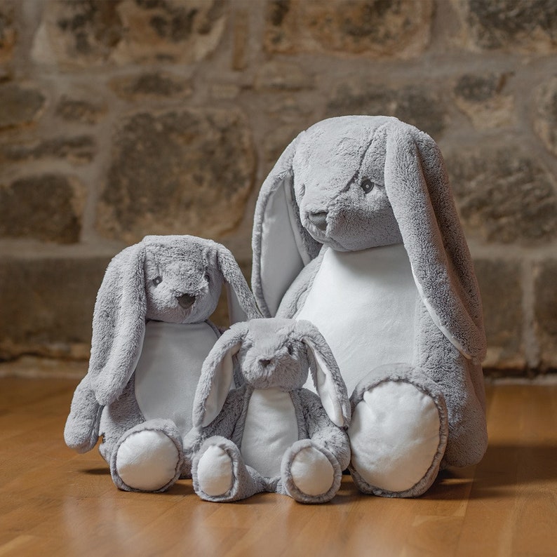 Personalised Giant Grey Bunny Rabbit Teddy Bear Worry Bunny Etsy UK