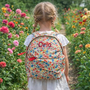 Personalised Child's Mini Backpack Rucksack, Flowers  Personalized Bag, nursery school
