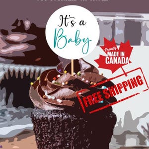 Décorations pour cupcakes - Choisissez une décoration en papier cartonné avec des cure-dents ou un fichier numérique à imprimer vous-même à la maison Fabriqué au Canada