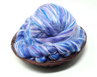 Merino Wool and Tussah Silk Blended Top Roving for Spinning or Felting