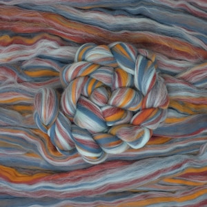 Merino Wool Combed Top Roving Fibre for Spinning or Felting "Ice & Fire"