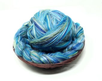 Merino Wool and Tussah Silk Blended Top Roving for Spinning or Felting