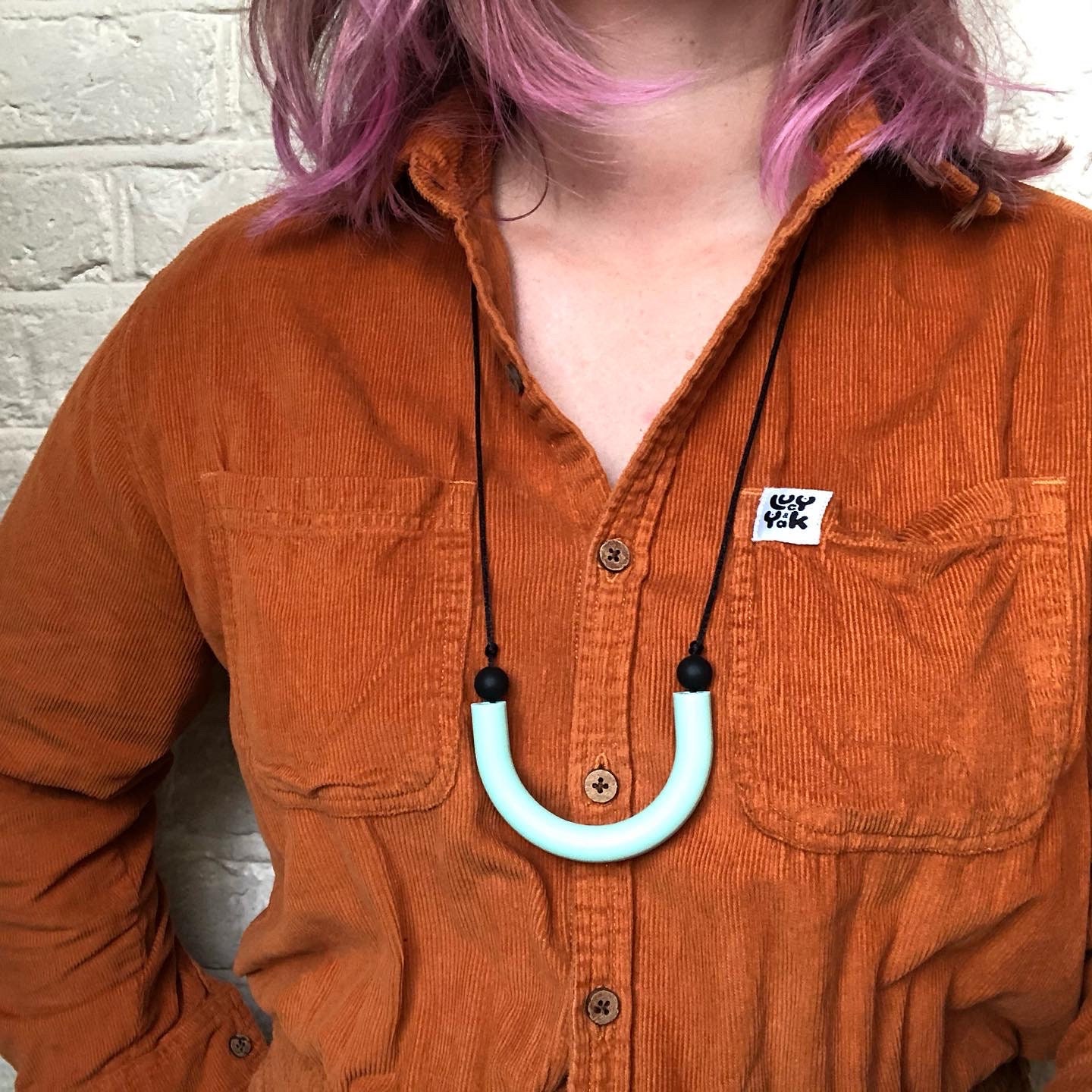 BPA Free PINK Silicone U Tube Necklace With Two Round Black Etsy