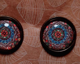 bronze chip nails ethnic graphic Mother/'s Day gift gypsies,multicolored,liberty,flowers boho cabochon Earring color