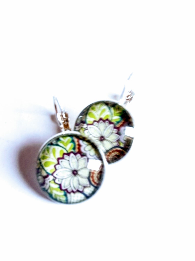 gift vintage ethnic colorful Gypsy mosaic original Christmas silver boho original Byzantine Earring stud earring hippie