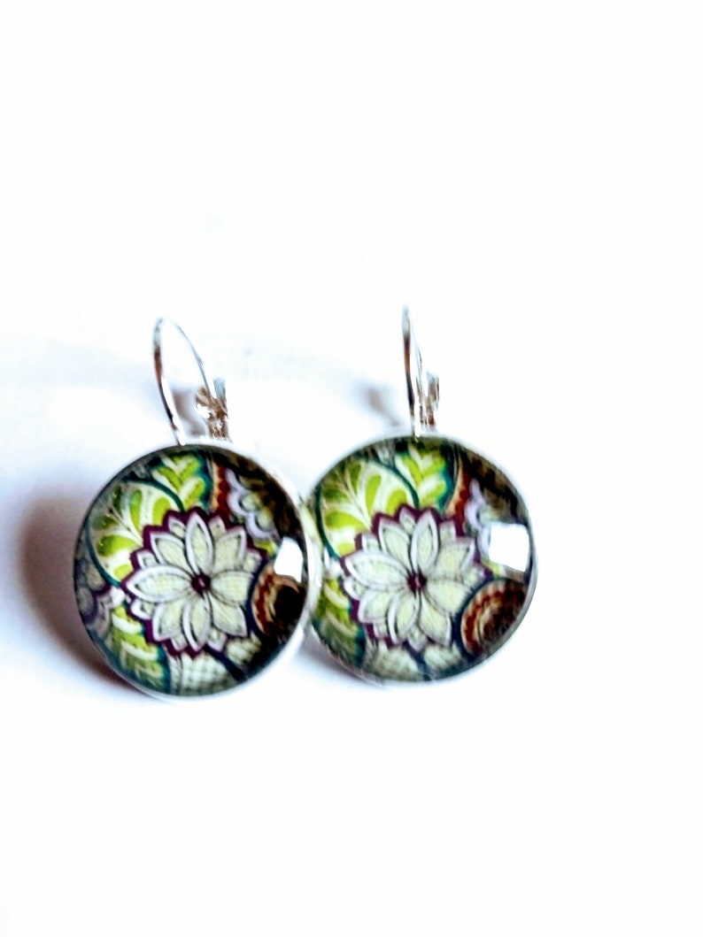 gift vintage ethnic colorful Gypsy mosaic original Christmas silver boho original Byzantine Earring stud earring hippie