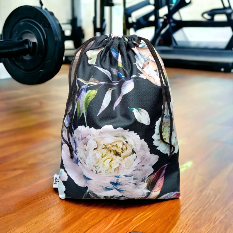 Waterresistant pool bag, peony flowers, Wet Bag Cloth diapers, Sports Bag, Wet Dry Bag, Gym Bag, Cosmetic Bag, flowers bag, Pool Peony Bag zdjęcie 8