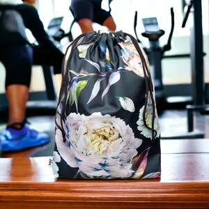 Waterresistant pool bag, peony flowers, Wet Bag Cloth diapers, Sports Bag, Wet Dry Bag, Gym Bag, Cosmetic Bag, flowers bag, Pool Peony Bag zdjęcie 7