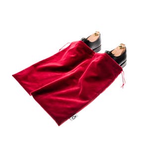 Luxury Red Velvet Pouch | Two Compartment Travel Organizer Bag | Elegant Shoe Lingerie Dust Bag Gift