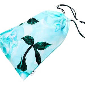 Wasserabweisender Poolbeutel, Wet Bag Stoffwindeln, Sporttasche, türkise Blume, türkise Tasche, grüne Blätter, nasse trockene Tasche, Turnbeutel, Kosmetiktasche