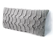 Grey felt pillow / geometric pillow / handmade / arabic geometrical pattern