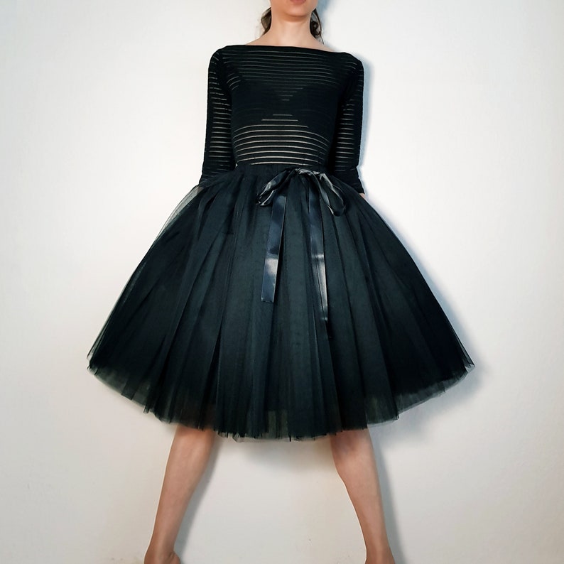 Tulle Skirt / Petticoat Black 60 cm Skirt Length image 3