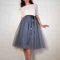 Tulle skirt \/ petticoat light dark gray \/ anthracite 70 cm skirt length