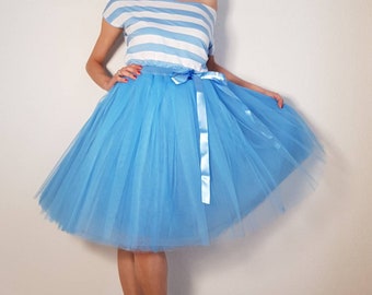 Tüllrock / Petticoat Wasserblau 55 cm Rocklänge