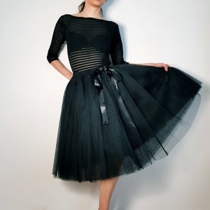 Tulle Skirt / Petticoat Black 60 cm Skirt Length image 2