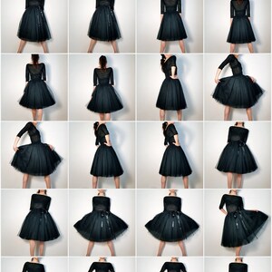 Tulle Skirt / Petticoat Black 60 cm Skirt Length image 8