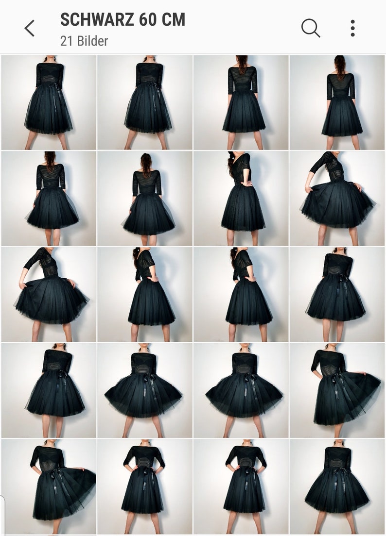 Tulle Skirt / Petticoat Black 60 cm Skirt Length image 8