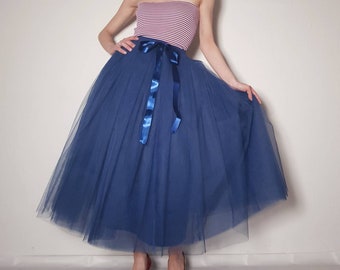 Tüllrock / Petticoat Navy  / Marine  85 cm Rocklänge