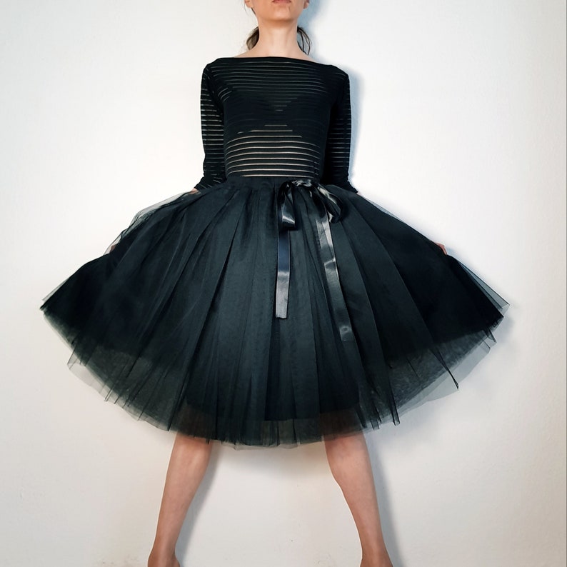 Tulle Skirt / Petticoat Black 60 cm Skirt Length image 4