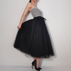 Tulle skirt / petticoat black 85 cm skirt length