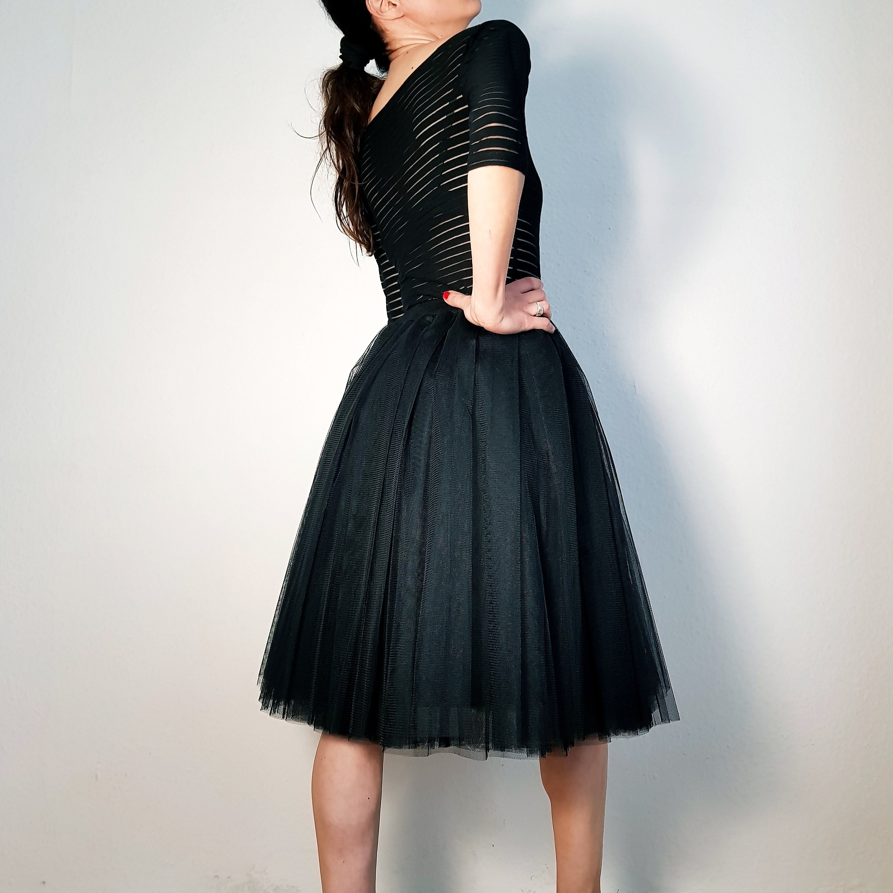 Tulle Skirt / Petticoat Black 60 Cm Skirt Length - Etsy Norway