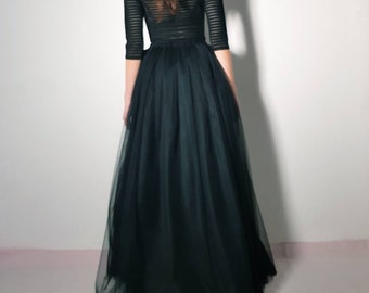 Tulle skirt / petticoat black floor length 107 cm skirt length