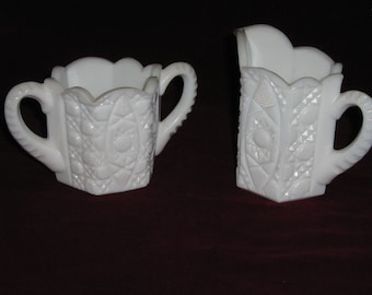 Kemple Milk Glass Rotec Cream and Sugar