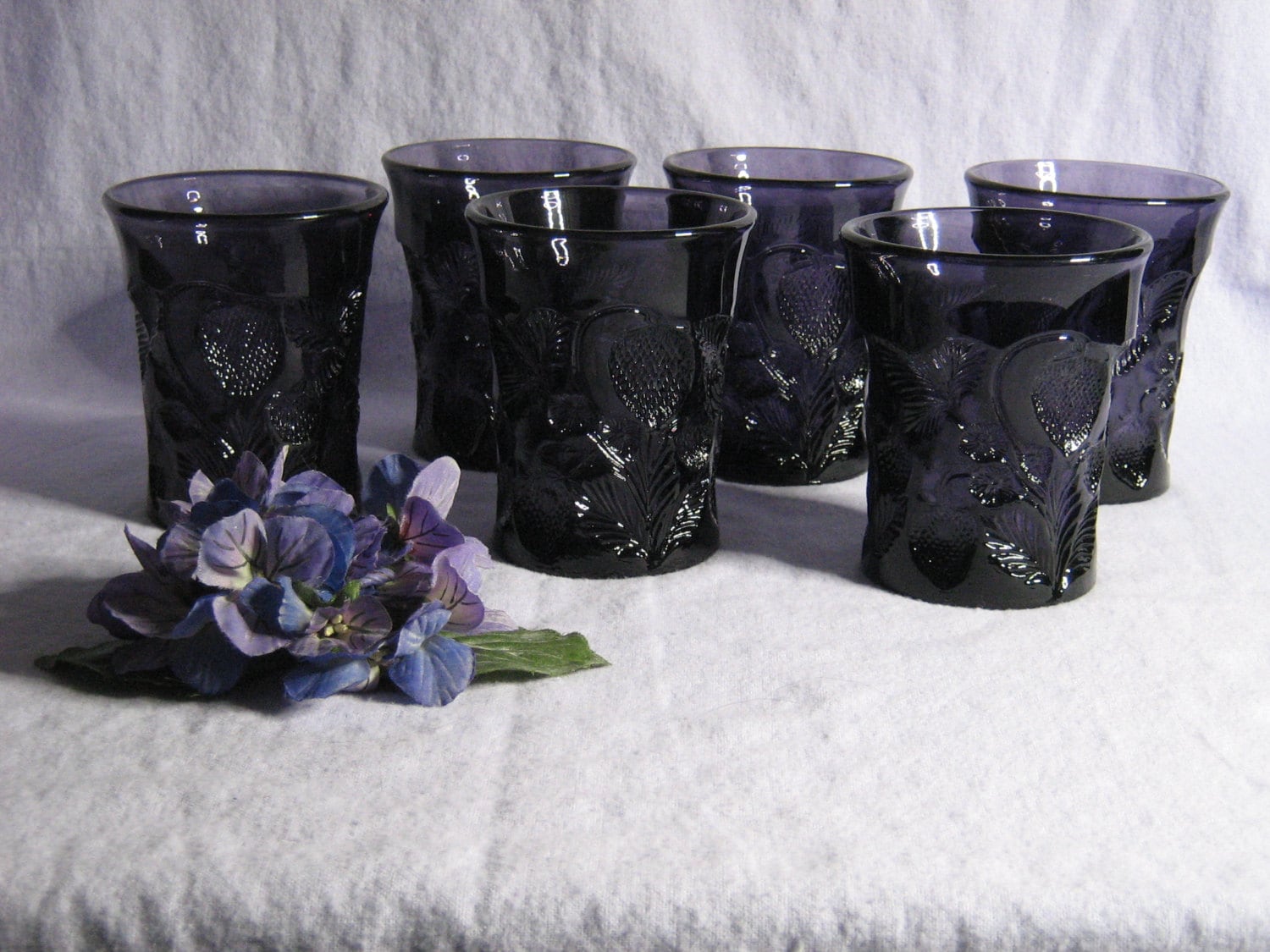 Cambridge Amethyst Inverted Strawbery Tumblers-marked Near Cut