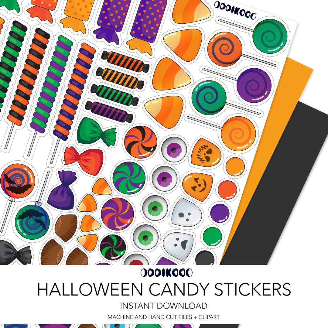 Halloween Candy Sticker Sheet Printable Digital Download Etsy