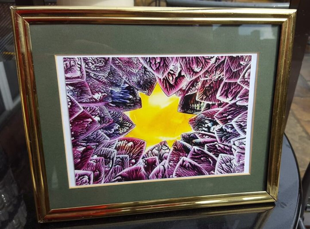 Purple and Yellow Contemporary Art, Mysterious Art, Mysterious Purple